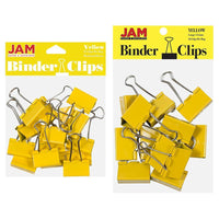 JAM Paper Colourful Binder Clips Assortment - Medium & Large - Yellow - 27 Pack-Colour: Yellow | Made of tempered steel for an extra strong hold