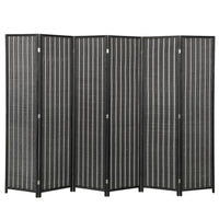 HOMCOM - Paravent autoportant 6 panneaux en bambou tressé à la main pour bureau à domicile - noir-Idéal pour créer un espace personnel ou diviser de grandes pièces 
