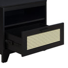 Manhattan Comfort Sheridan 21.63" Mid-Century Modern Nightstand - Black-Lifted Framed Solid Wood Legs for Fashion and Durability