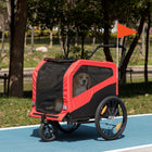 Aosom 2-in-1 Pet Bike Trailer and Stroller with Hitch for Large Dogs - Red-Foot support for pet comfort 