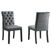 Modway Duchess Performance Velvet Dining Chairs - Grey - 2 Pack-Solid Wood Frame