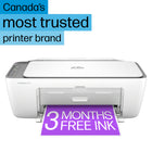 HP - Imprimante Colour InkJet tout-en-un couleur sans fil DeskJet 2855e, numériseur, copieur, idéal pour la maison - 3 mois d’encre gratuite-Restez connecté grâce à notre Wi-Fi le plus fiable, qui détecte et résout automatiquement les problèmes de connexion