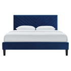 Modway Roxanne Performance Velvet Full Platform Bed - Navy-Performance Velvet Upholstery
