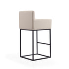 Manhattan Comfort - Tabouret de bar Ambassador 21" style milieu du siècle moderne, revêtement en similicuir, crème et noir, lot de 2-Hauteur du siège : 30 po''