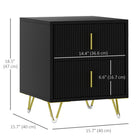 HOMCOM - Table de chevet avec pieds en métal pour chambre - noir-La surface est recouverte de mélamine pour un nettoyage facile