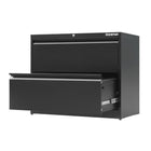 Storemax Steel Two-Drawer Lateral File Cabinet - Letter/Legal-3 Section Ball Bearing Runners: ball bearing rail sliders with full extension. It's very strong and smooth when you open and close the drawer