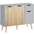 HOMCOM 35.4" L Sideboard - Grey and Nature Wood-Ultra clean-lined structure with two-tone construction provides more visual interest 