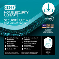 ESET Home Security Ultimate - 10 Device - 1 Year Subscription [Digital Download]-Designed to prevent identity theft!   This feature offers comprehensive credit protection: instant credit inquiry alerts, credit score tracking and simulation, and continuous credit report monitoring. It also scans the dark web for data breaches and includes vital recovery and reimbursement services.