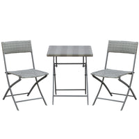 Outsunny - ensemble bistrot d’extérieur en rotin 3 pièces - gris-Ensemble en rotin de 3 pièces comprenant 2 chaises et 1 table pour une utilisation intérieure et extérieure 
