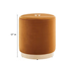 Modway Tilden 16" Round Performance Velvet Upholstered Ottoman - Rust/Natural-Stain-Resistant Fabric