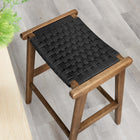 Modway - Saoirse Tabouret de comptoir en corde tissée en bois - Noir noyer - Ensemble de 2-Assemblée requise
