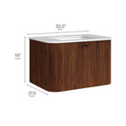 Modway - Zia Fixation murale de 30" Meuble de salle de bain avec lavabo en marbre - Noyer-Évier en marbre