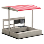Outsunny - Bac à sable en bois pour enfants avec couvercle et auvent réglable en hauteur - 45 po L x 43 po l x 43 po H - gris-Fabriqué en bois de sapin avec une surface lisse . 