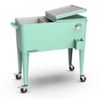 Permasteel 80 qt Retro Rolling Patio Cooler with Divider - Mint-Extended cooling power keeps drinks chilled for up to 36 hours