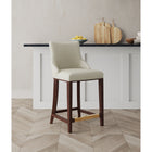 Manhattan Comfort - Shubert tabouret de comptoir moderne de 22,64" en similicuir ivoire rembourré-Cadre en bois de hêtre massif avec une finition foncée riche - dispose d’une plaque de pied en métal doré