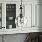 Hudson&Canal - Suspension Verona de 18 cm de large avec abat-jour en verre, - Bronze noirci/grainé-Une finition en bronze noirci fabriquée à la main est appliquée sur la base en métal du globe