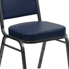 Flash Furniture HERCULES Series Crown Back Stacking Banquet Chairs in Navy Vinyl with Silver Vein Frame - 4 Pack-Seamless Back Panel