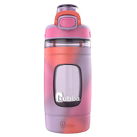 Bubba - Bouteille d’eau pour enfants Flo bubba, 473 ml, large ouverture, manchon en silicone, couvercle à bouton-poussoir, lavande/givrée/teinture sur nœud-Couvercle 100 % antifuite lorsqu’il est fermé, avec un couvercle de bec verrouillable pour protéger contre la saleté et les impuretés