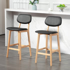 HOMCOM - Tabourets de bar hauteur comptoir avec pieds en bois massif - naturel et noir - paquet de 2-Design classique et simple qui s’associe facilement à d’autres meubles 
