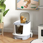 PawHut Enclosed Top Entry Cat Litter Box with Lid and Scoop - Grey-Two deodorizing bags to control odours 