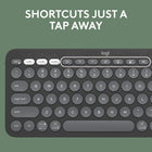 Logitech Pebble Keys 2 K380s Multi-Device Bluetooth Wireless Keyboard with Customizable Shortcuts - Slim - Portable - Graphite-Save Time: Get instant access to search, screen capture, the emoji menu and more with Fn shortcut keys, personalize the 10 Fn keys with Logi Options+ app so you can do things your way.
