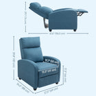 HOMCOM Push Back Recliner with Padded Seat for Home Theater - Blue-Breathable and low-maintenance linen-look fabric ensures a comfortable experience
