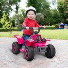 Qaba 6V 4 Wheeler Kids ATV Quad w/ Headlights - Pink-Equipped with 2 LED headlights for extra fun 