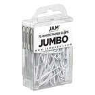 JAM Paper Colourful Jumbo Paper Clips - 2"- White - 75 Pack-Size: 2 inches (Large/Jumbo) | Keep your stacks of paper organized with coloured paper clips
