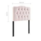 Modway Annabel Diamond Tufted Performance Velvet Twin Headboard - Pink-Velvet Polyester Upholstery