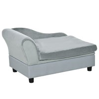 PawHut - Canapé pour animaux avec fonction de rangement, coussin en mousse - gris-Canapé pour animaux au design moderne recouvert de tissu peluche, idéal pour les petits chiens et les chats 