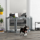 PawHut Freestanding Pet Gate with 2 Support Feet - Light Grey-It has three panels fixed together with hinges 