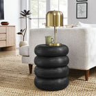 Modway Ellery Round Stacked Wood Side Table - Wirebrush Black-Solid Mango Wood Construction