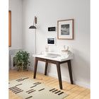 Thomasville Oliver 48"W Writing Desk - White/Brown-Wire management cleats on the back of desk