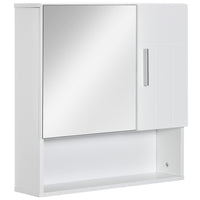 Kleankin Wall Mount Bathroom Mirror Cabinet - White-Wall-mounted design, takes up little space