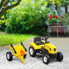 Aosom Kids Pedal Ride-On Excavator with Back Trailer, Shovel and Rake - Yellow-Metal frame is rigid, solid, and reliable for years of fun use 