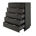 Manhattan Comfort Granville Modern Chest and Double Dresser Set - Dark Grey-Home Assembly Required. All Hardware Included