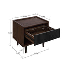 Manhattan Comfort Duane 20.23" Mid-Century Modern Nightstand - Dark Brown/Black-Handless Design