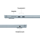 Apple MacBook Air 15" - M5 - 10-core CPU - 1TB SSD - 24 GB Memory - Sky Blue-Connect It All - MacBook Air features two Thunderbolt 4 ports, a MagSafe charging port, a headphone jack - as well as the Apple N1 wireless chip for Wi-Fi 7 and Bluetooth 6. And it supports up to two external displays