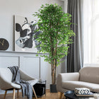 HOMCOM - Arbre artificiel en soie ficus 8 pi de haut pour maison ou bureau - vert-Idéal pour décorer les villas et les grandes maisons avec un design haut.