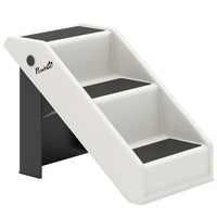 PawHut 14.5" H Foldable Pet Ramp with 3 Steps - White-Three-step design helps small or older pets reach high places easily 