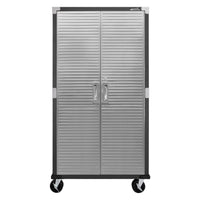 Seville Classics UltraHD Storage Cabinet - 36" L x 18" W x 72" H - Graphite-2 stainless steel locking doors with magnetic latch (2 keys included)