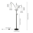 Hudson&Canal - Lampadaire torchère Aspen à 3 lumières avec abat-jour en tissu - Bronze noirci/blanc-Dimensions du produit : 19" L x 19" l x 83" H