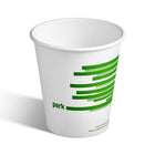 Gobelets compostables en carton pour boisson chaude de Perk - 10 oz - Blancs et verts - 50/paquet-Doublure en acide polylactique pour prévenir les fuites