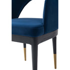 Manhattan Comfort - Fauteuil de salle à manger moderne glamour Carrington 53,1 cm en velours bleu nuit-Conception unique à dos ouvert