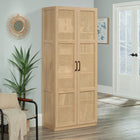 Sauder Storage Cabinet - Harmony Ash-Decorative detailing: Doors with soft-closing hinges feature decorative rattan inserts