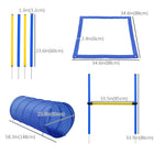 PawHut - Kit de démarrage d’agilité pour chien, ensemble d’entraînement et d’exercice extérieur pour animaux, tunnel, 4 piquets de slalom, saut en hauteur-Sac fourni pour un emballage portable 