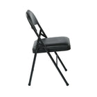 Work Smart Folding Chair with Vinyl Seat and Back - Black - Set of 4-Black Finish Frame