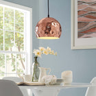 Modway - Dimple Demi-sphère de 10" en or rose Lumière suspendue-Abat-jour en acier or rose et plaque de plafond