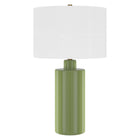 Hudson&Canal - Lampe de table Selina en céramique de 63 cm de haut avec abat-jour en tissu, - Vert estragon/blanc-Design contemporain moderne pour votre salon, espace de travail ou table de chevet