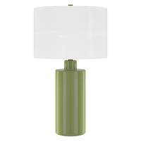 Hudson&Canal - Lampe de table Selina en céramique de 63 cm de haut avec abat-jour en tissu, - Vert estragon/blanc-Design contemporain moderne pour votre salon, espace de travail ou table de chevet